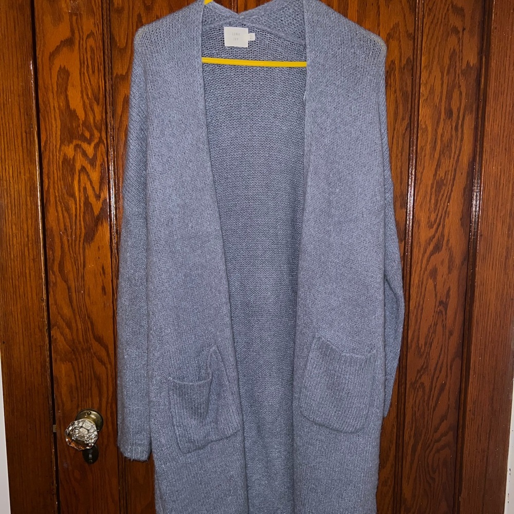 Luna & Ivy Long Blue Cardigan